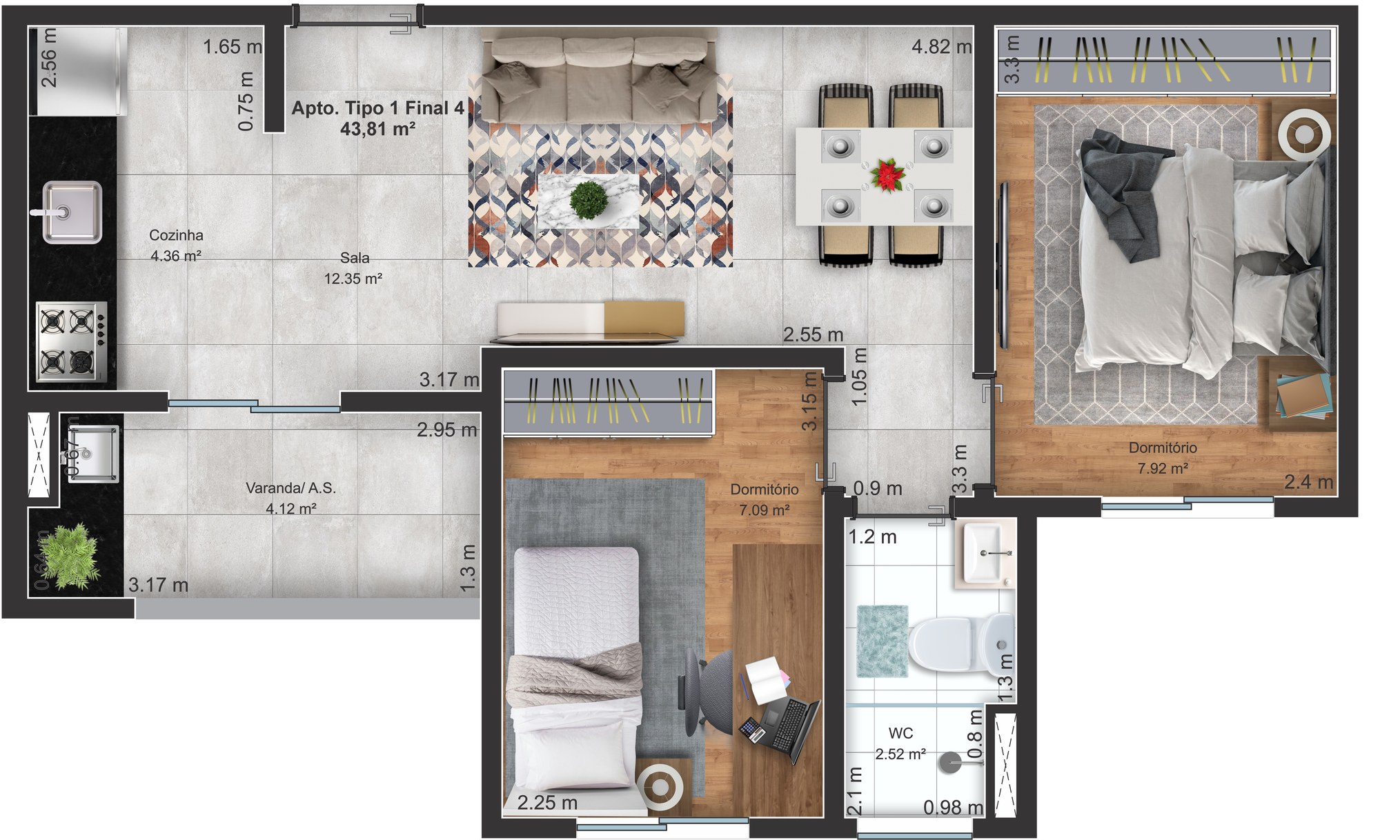Planta Lyon — Apartamento Tipo 1 Final 4