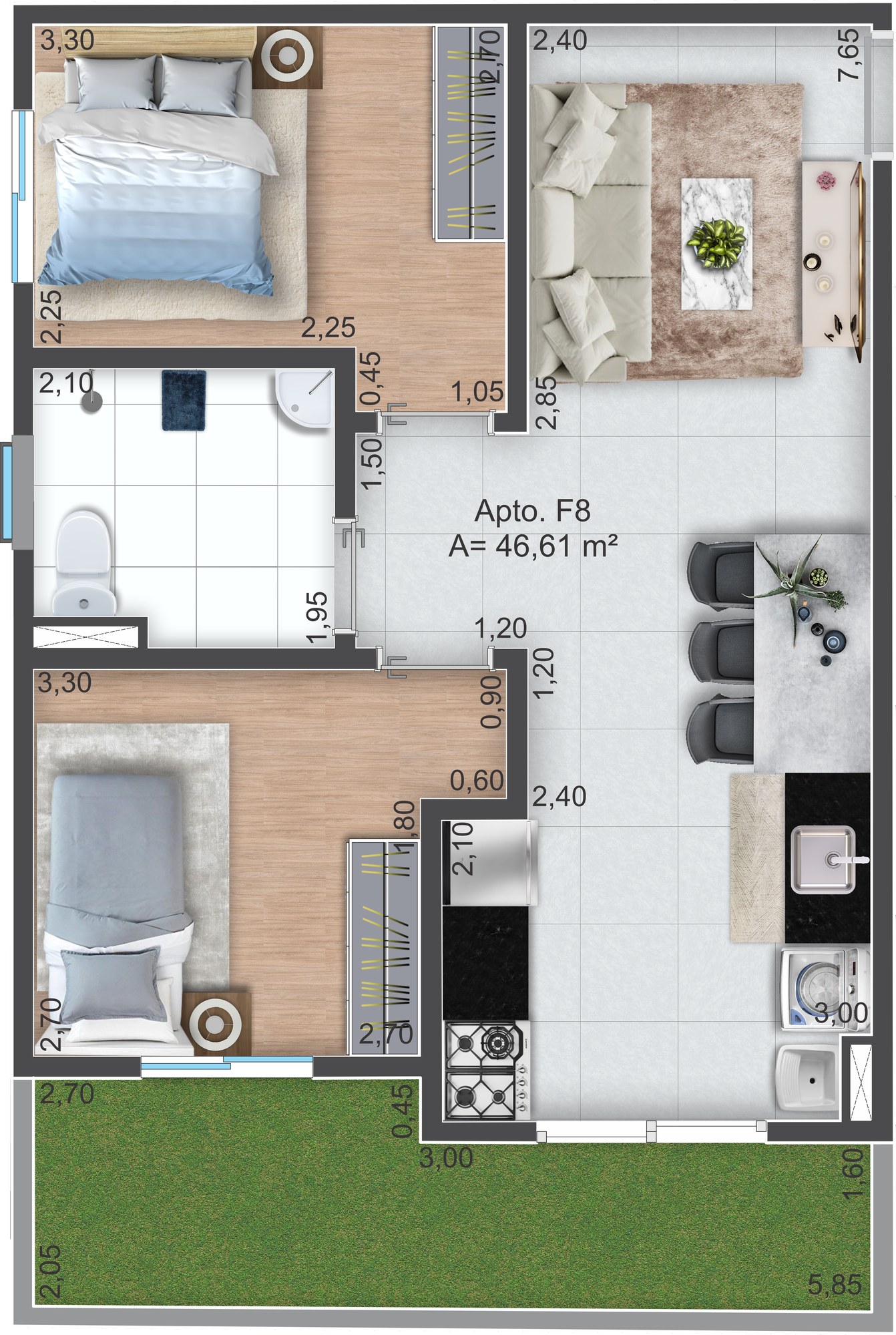 Planta Recanto Ipanema — Apartamento Tipo 1 Final 8